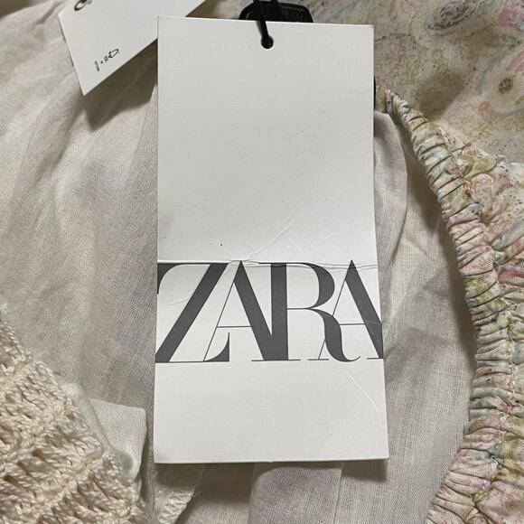 Zara Dress Womens Small Ivory Boho Crochet Halter Maxi Paisley Floral Summer NWT - Picture 8 of 16